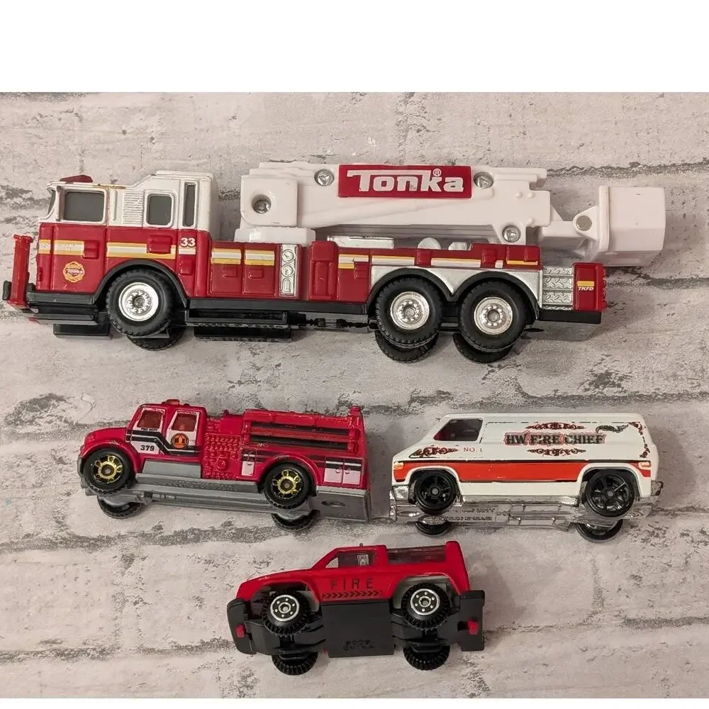 Toy Vehicles Fire Truck Bundle Tonka/Matchbox/Hotwheels